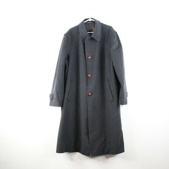 Nogara Wool Alpaca Full Button Topcoat Charcoal - Picture 1 of 7